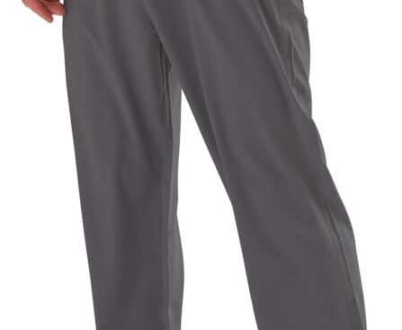 Men’s Elastic Waist Hiking Pants Water Resistant Quick-Dry Lightweight Outdoor Sweatpants with Zipper Pockets