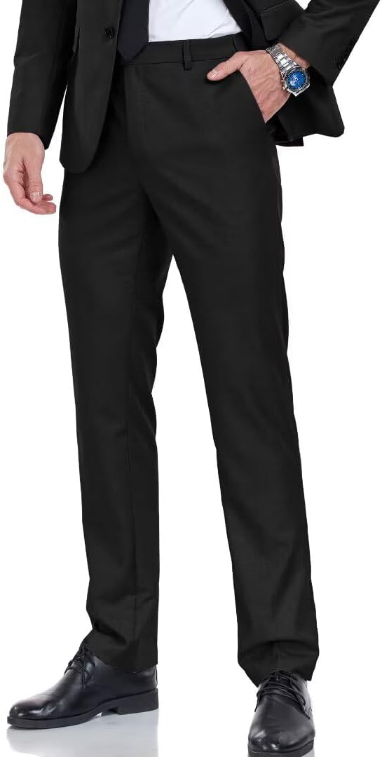 Men’s Dress Pants Slim Fit Black Navy Dress Pants Trousers for Men Formal Suit Pants Casual Slacks