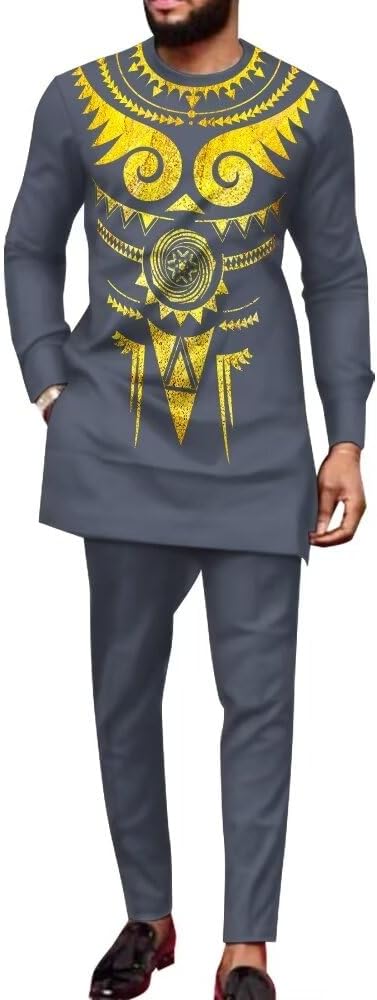 African Suits for Men Dashiki Outfits Traditional Print Mens Formal Attire Ethnic Nigerian Clothes Cocktail Wear