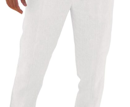 Runcati Mens Casual Pants Elastic Waist Cotton Linen Pants Pleated Loose Fit Lightweight Beach Yoga Trousers