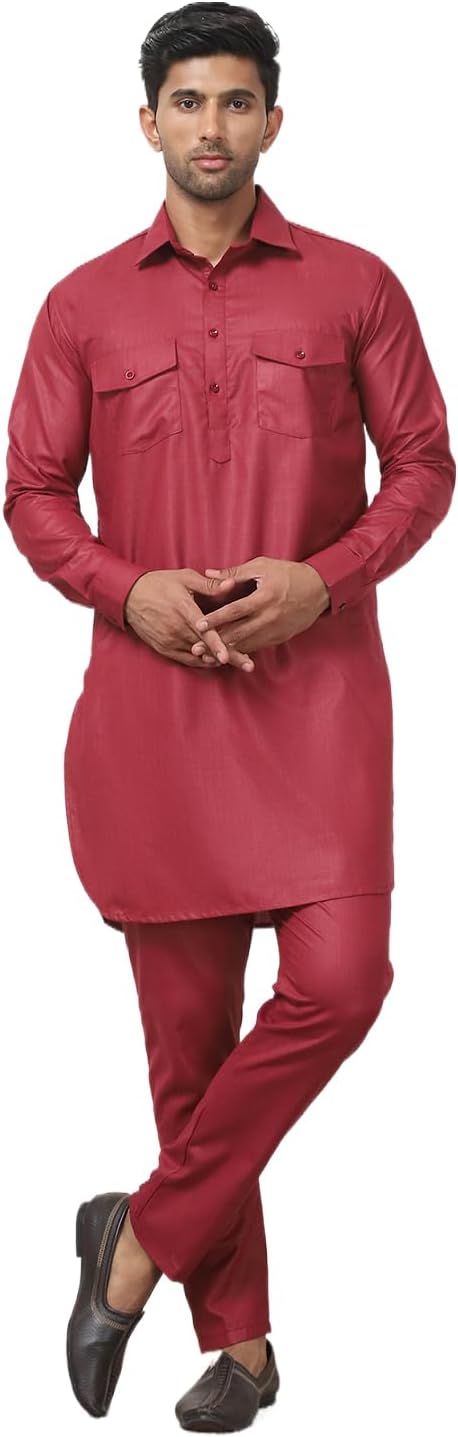 Maple Clothing Punjabi Kurta Pajama Set Pathani Mens Cotton Indian Clothes Bollywood Outfit
