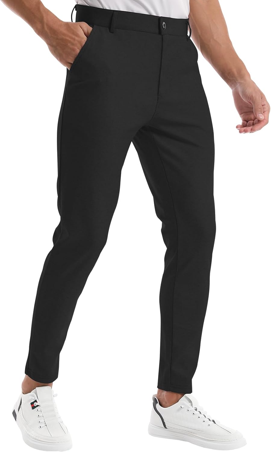 CANGHPGIN Men’s Stretch Dress Pants Slim Fit Flat Front Slacks Tapered Casual Pants