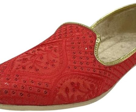 Shoe Bazar Punjabi Jutti for Men’s Traditional Mojaris Shoes Cream Gold Wedding for Groom Indian Handmade Ethnic Jooti