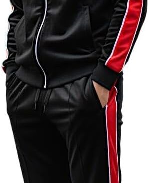 SCREENSHOT Mens Streetwear Premium Slim Fit Fashion Velour Track Pants – Athletic Workout Gym Jogger Bottoms with Side Taping