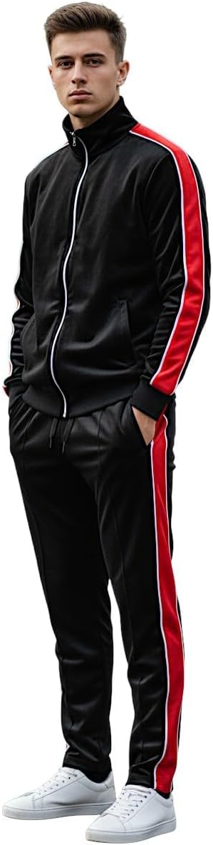 SCREENSHOT Mens Streetwear Premium Slim Fit Fashion Velour Track Pants – Athletic Workout Gym Jogger Bottoms with Side Taping