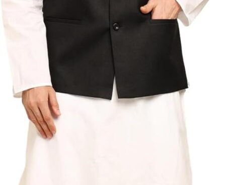 Men’s Cotton White Kurta Pajama with Art Silk Nehru Jacket | Ethnic Wear for Wedding & Festive