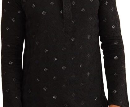 Sojanya (Since 1958 Men’S Cotton Embroidered Sequinned Long Kurta