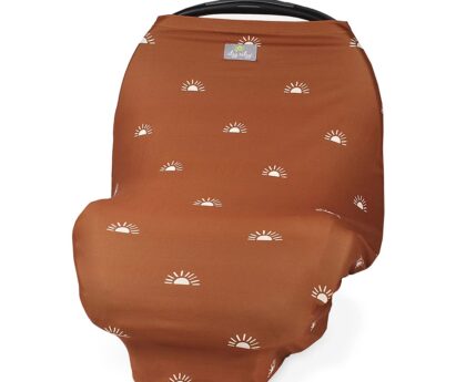 Itzy Ritzy 4-in-1 Nursing Cover, Car Seat Cover, Shopping Cart Cover & Infinity Scarf – Breathable, Multi-Use Nursing Cover Up for Breastfeeding, Carseat Canopy & Stroller Cover (Terracotta Sunrise)