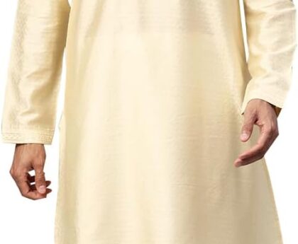 MANQ Men’s Cotton Kurta Pajama Set Indian Party Traditional Ethnic Tunic Dress Wedding
