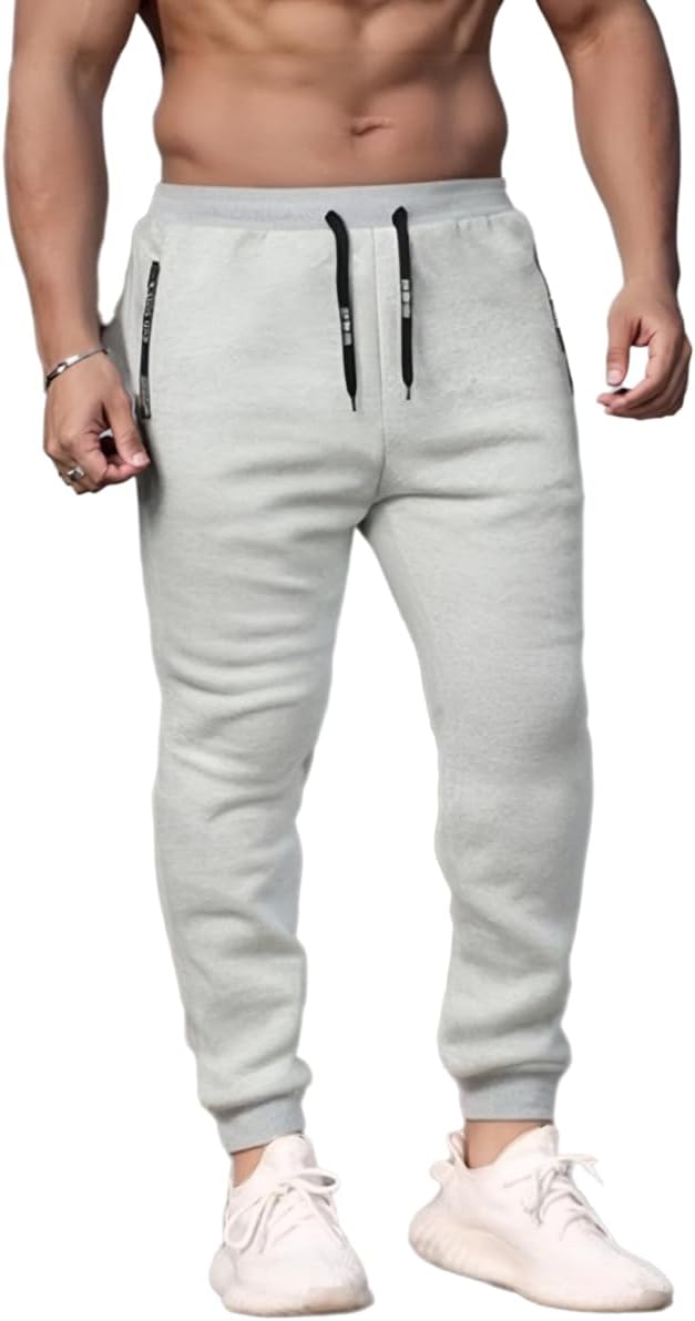 Spring Special Mens Active Sweatpant for Men with Letter Print Zipper Pocket and Drawstring Size XS-3XL