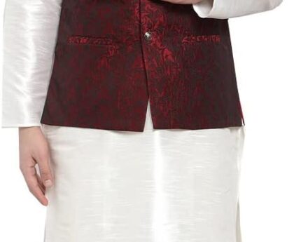 Maple Clothing Men’s Nehru Jacket Brocade Indian Traditional Waistcoat Wedding Guest Outfit Vest