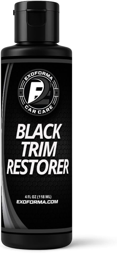 ExoForma Black Trim Restorer – Unique Dye-Infused Formula Lasts 6+ Months – Restores Factory Black to Plastic Trim – Protects Against UV Rays, Helps Conceal Scratches & Scuff Marks – Works in Seconds