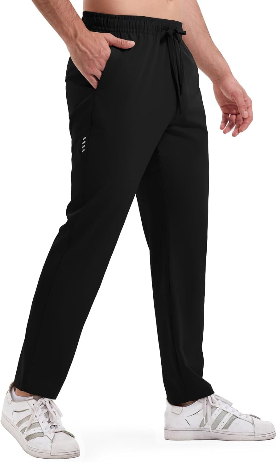 Rdruko Men’s Lightweight Track Pants with Zipper Pockets Mesh Athletic Workout Sweatpants Open Bottom