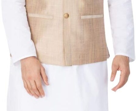 Elina fashion Men’s Kurta with Jacket, Solid Color, Cotton Fabric, Nehru Style, Solid Pattern, Traditional Wear