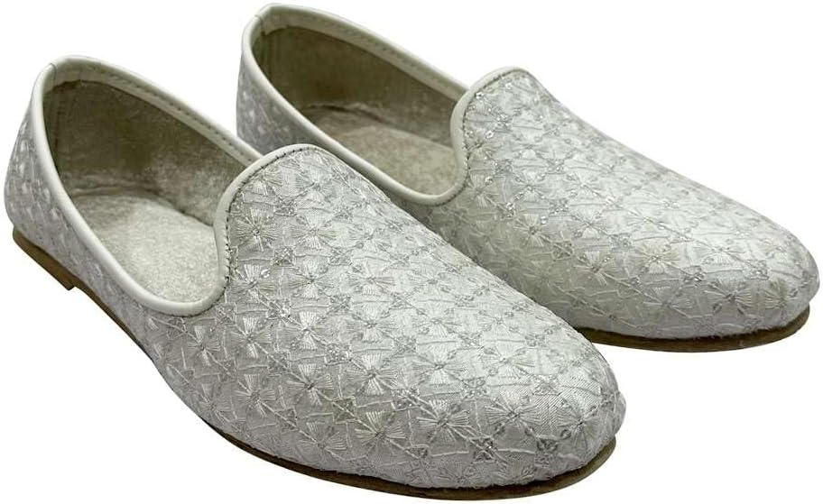 STOP N STYLE Handcrafted Punjabi Jutti for Men – Traditional Indian Slip-On Shoes | Ethnic Khussa Wedding, Cultural & Festive Wear Comfortable Mojari White Cream