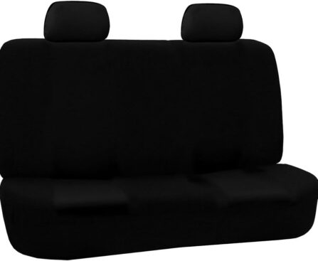 FH Group Rear Solid Bench Automotive Seat Cover | Universal Cloth Seating for SUV, Sedan, Van | Washable Car Seat Covers Interior Accessories – Black