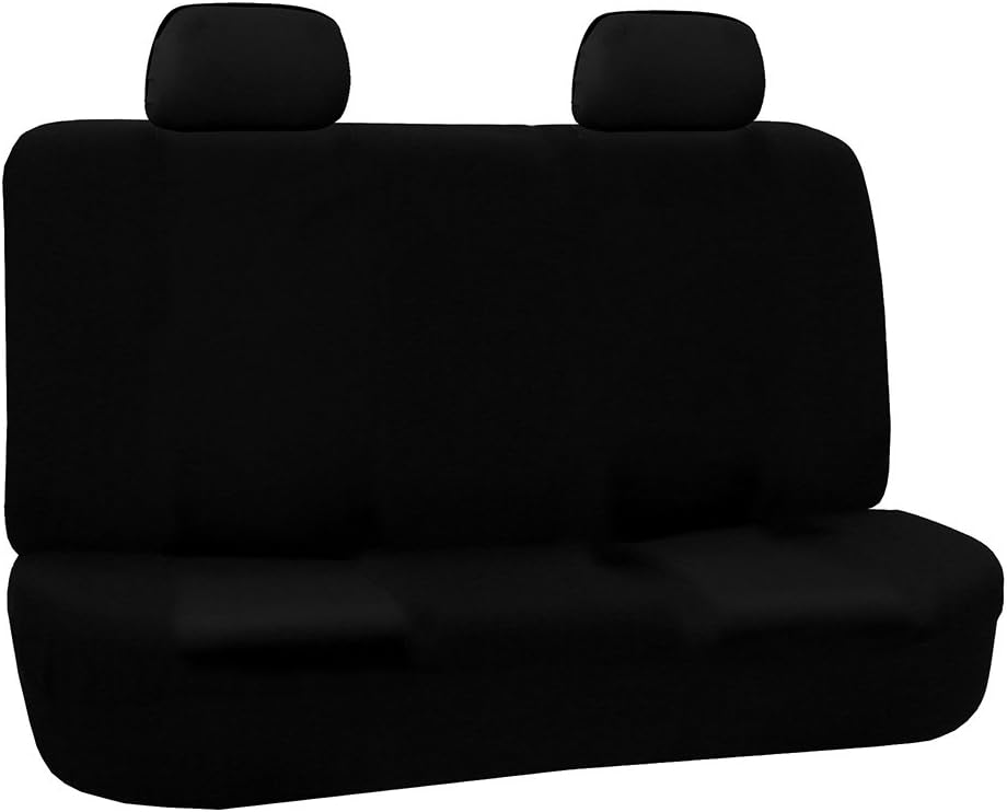 FH Group Rear Solid Bench Automotive Seat Cover | Universal Cloth Seating for SUV, Sedan, Van | Washable Car Seat Covers Interior Accessories – Black