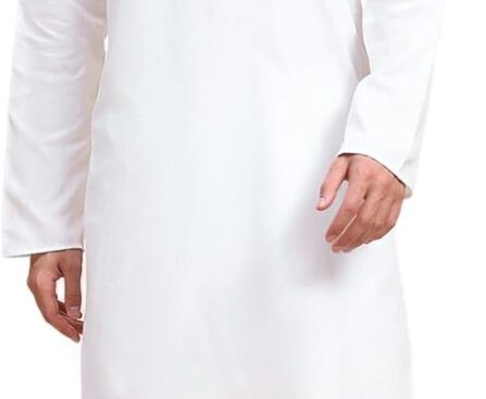 SKAVIJ Men’s Cotton Henley Kurta Set Mandarin Collar Regular Fit Long Sleeves Ethnic Dress