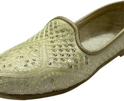 Traditional Unisex Kids Sherwani Dress Shoes – Indian Wedding Mojari Jutti for Boys and Girls – Ethnic Slip-On Footwear for Festive Outfits