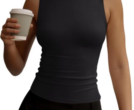 REORIA Women’s Fall Sleeveless Mock Turtleneck Tank Tops Slim Fitted Shirts 2025 Offic Casual Going Out Vest Cute Clothes