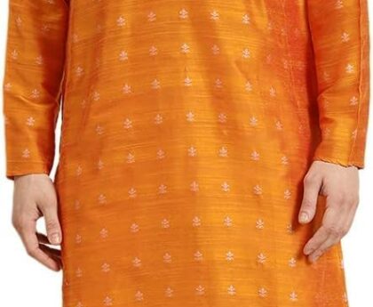 Men’s Silk Blend Self Design Only Long Kurta