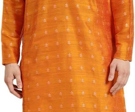 Men’s Silk Blend Self Design Only Long Kurta