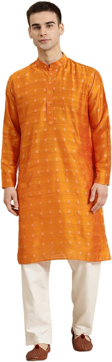 Men’s Silk Blend Self Design Only Long Kurta