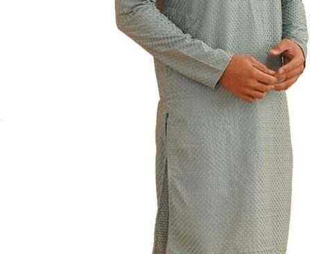 Sojanya (Since 1958 Men’S Cotton Embroidered Thread Work Kurta With White Churidar Pyjama