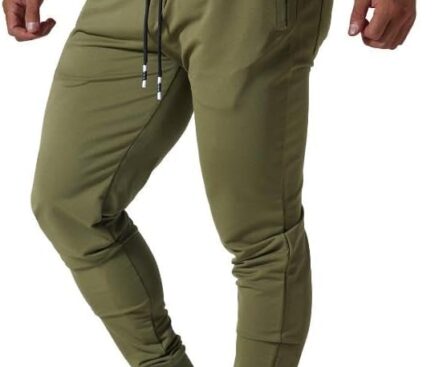 Mens Active Athletic Workout Jogger Sweatpants for Men with Zipper Pocket and Drawstring Size S-2XL