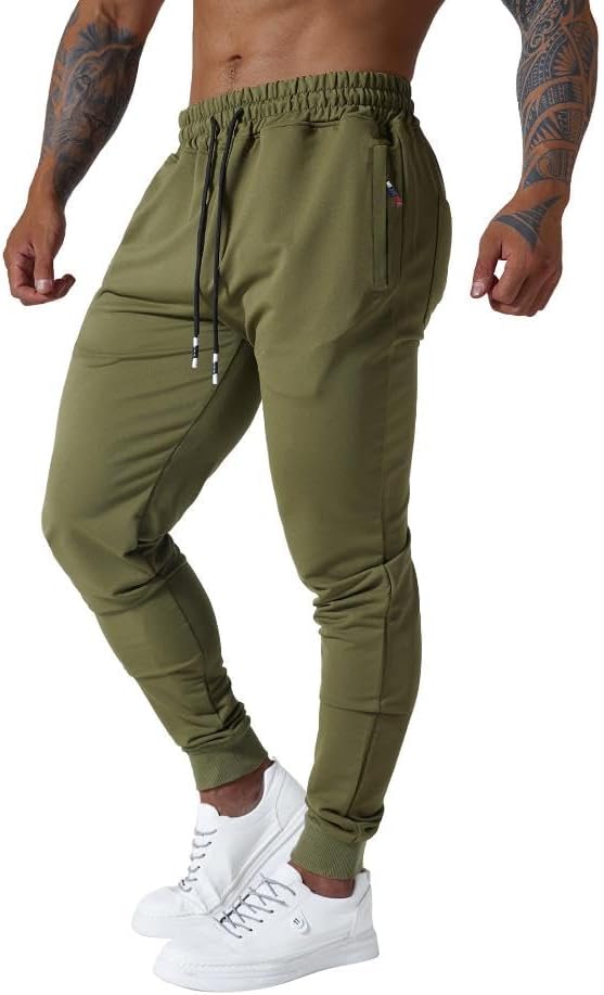Mens Active Athletic Workout Jogger Sweatpants for Men with Zipper Pocket and Drawstring Size S-2XL