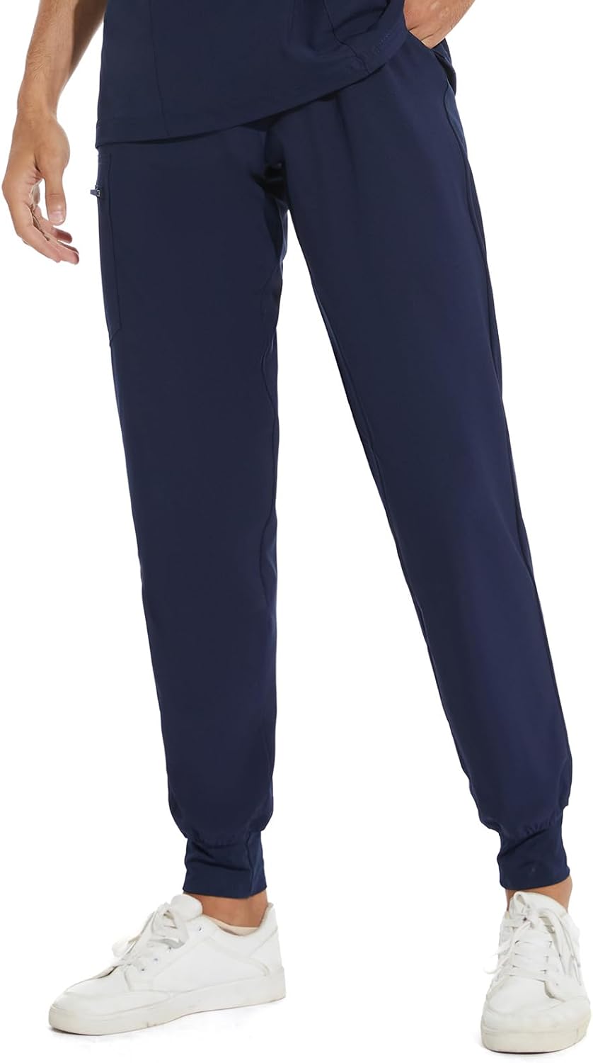 Scrub Pants for Men – Slim Jogger Pants with 5 Pockets, Yoga Waistband, Anti-Wrinkle Scrubs for Men