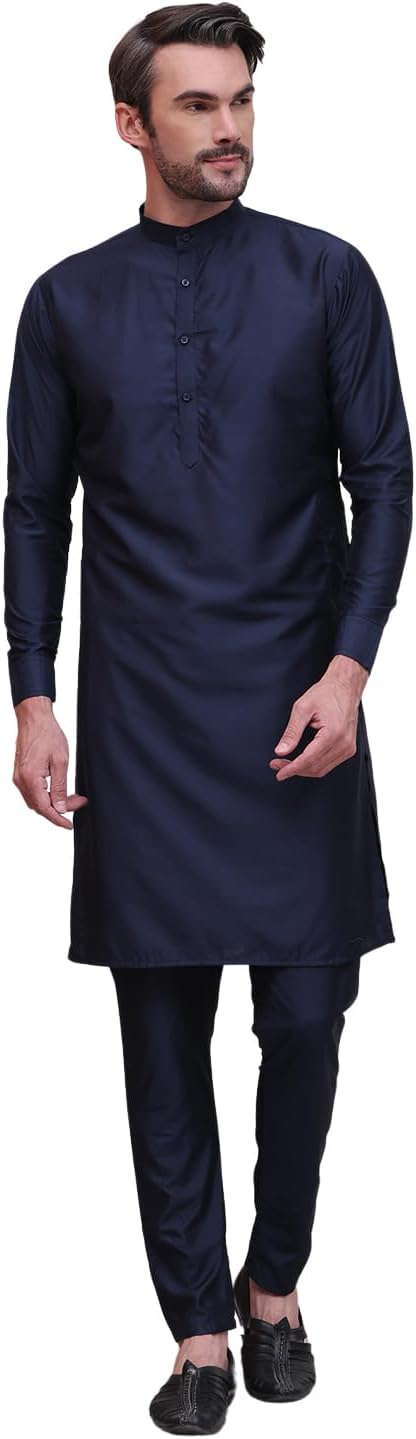 Maple Clothing Kurta Pajama Set Solid Color Indian Clothing for Men Party Wear Wedding Guest Outfit