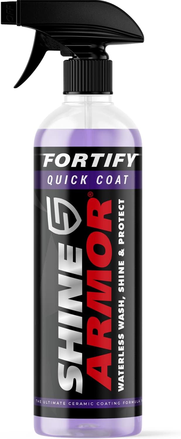 Car Wax Spray and Ceramic Coating for Cars – 3 in One Waterless Car Wash and Detailing for Maximum Shine – High Gloss Top Coat, Protective Auto Wax – 16FlOz by Shine Armor