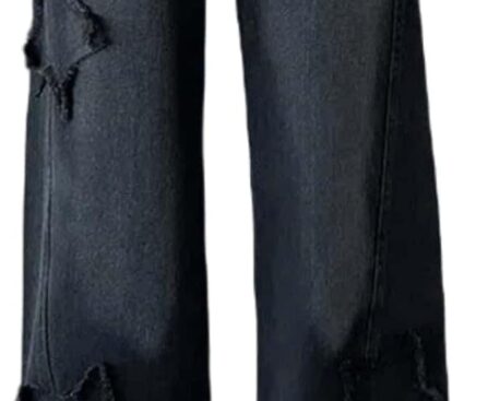 Girls Baggy Wide Leg Jeans Elastic Waist Casual Washed Denim Pants Age 5-14