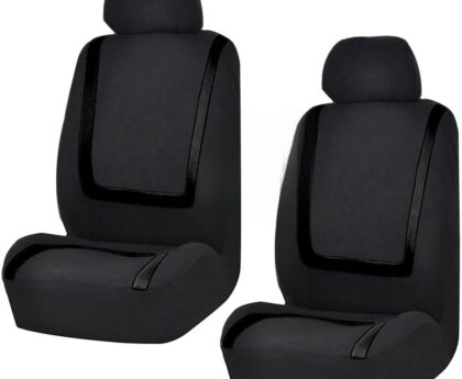 2 Pack Car Seat Covers, Breathable Seat Protectors, Anti-Slip Driver Seat Cover, Comfortable Front Seat Cover Set Universal Fit for Truck, SUV, Sedan, Airbag Compatible (Black)