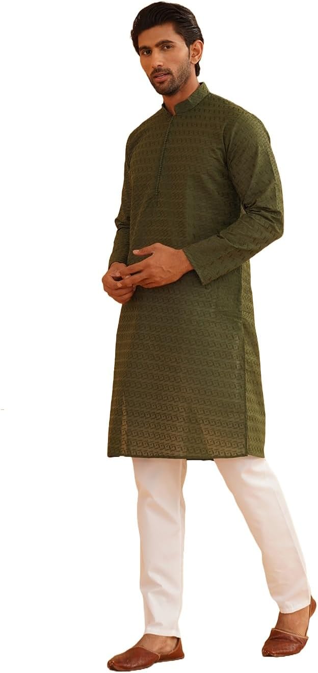 Sojanya (Since 1958 Motifs Embroidered Thread Work Pure Cotton Straight Kurta With Churidar
