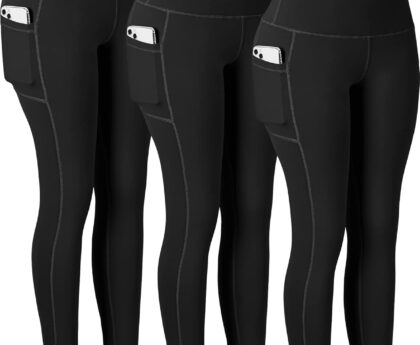 CHRLEISURE Leggings with Pockets for Women, High Waisted Tummy Control Workout Yoga Pants