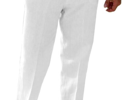 Runcati Mens Casual Pants Linen Elastic Waist Lightweight Straight Leg Pants Cotton Loose Fit Summer Beach Yoga Trousers