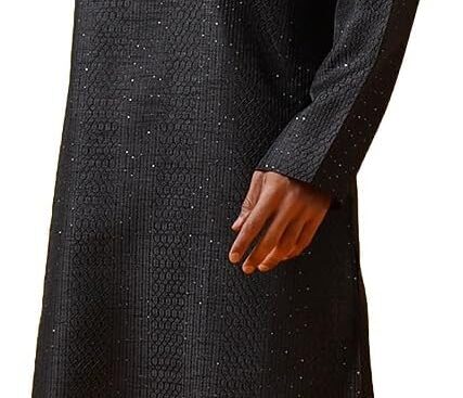 Sojanya (Since 1958 Men’S Silk Bend Krochet Thread Embroidered Kurta With White Pyjama