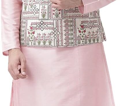 KISAH Men’s Kurta Jacket Set – Indian Ethnic Kurta Pyjama with Nehru Jacket Set for Weddings & Festive Occasions