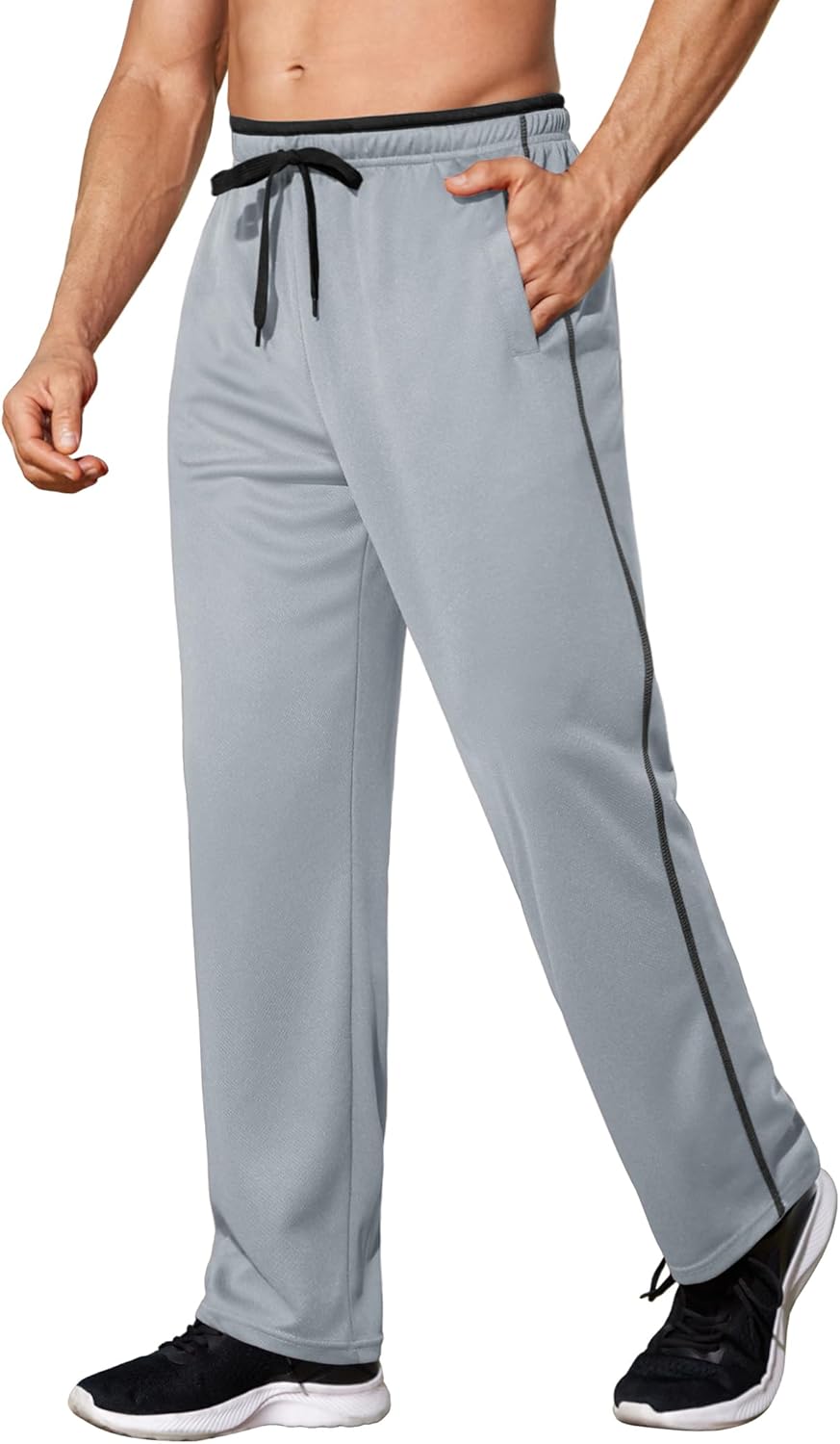 COOFANDY Mens Athletic Workout Pants Open Bottom Sweatpants Mesh Gym Pants for Runnning, Training,Casual