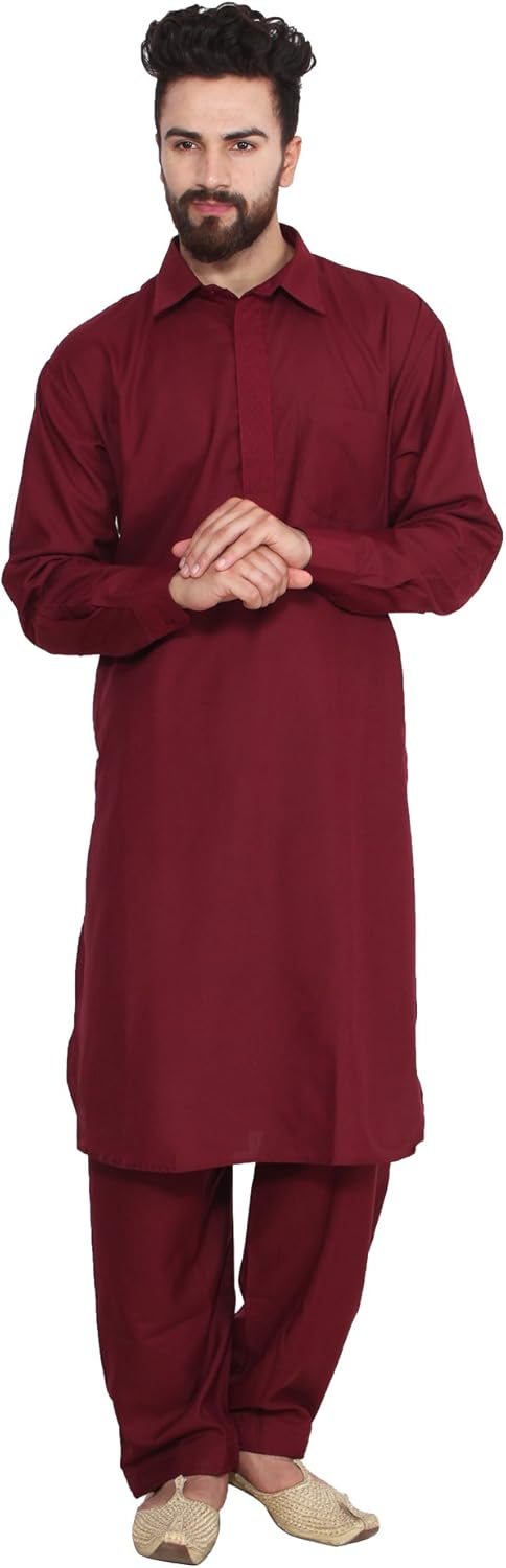 Sojanya (Since 1958, Men’s Cotton Blend Pathani Kurta & Salwar SET