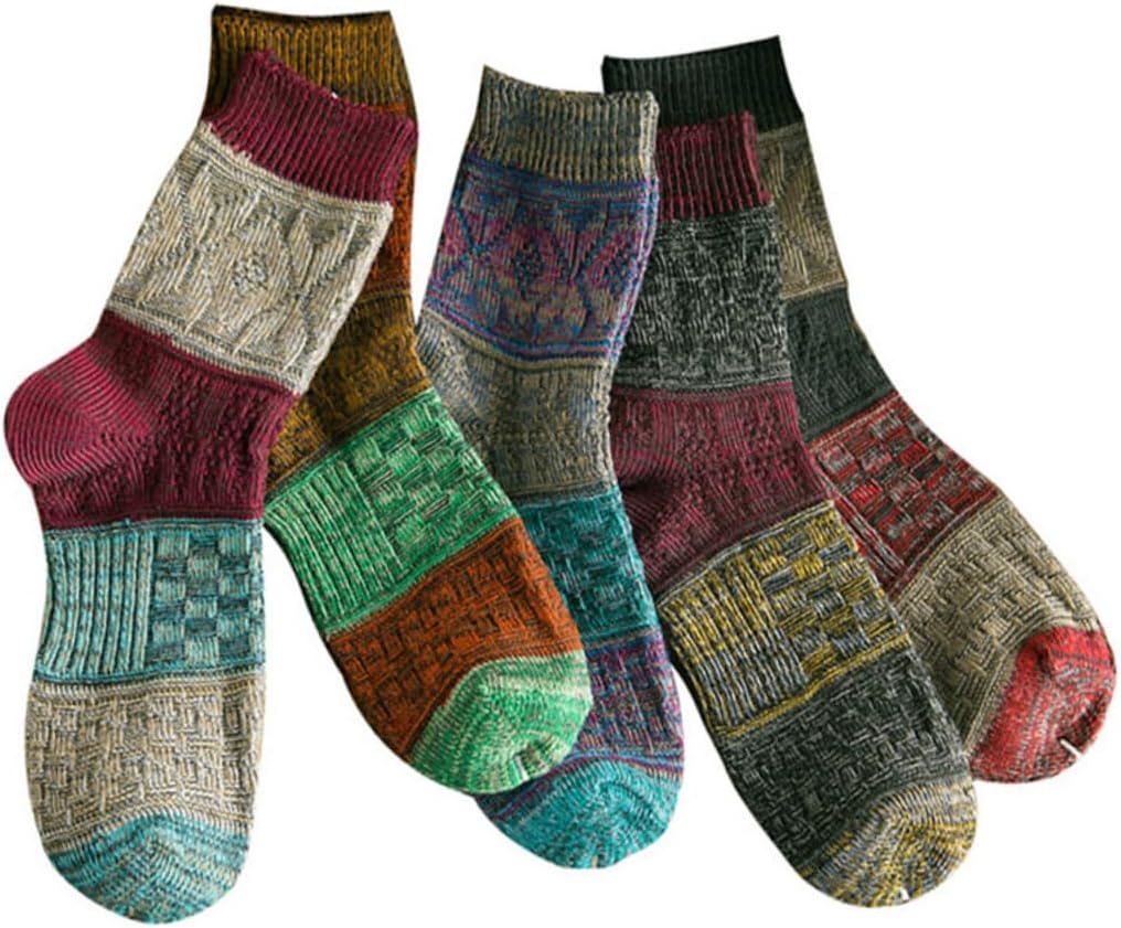 5 Pair Ethnic Style Mens Socks Winter Warm Tube Socks Mix Patterns Size