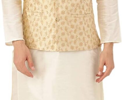 Sojanya (Since 1958 Men’S Silk Blend Kurta Pyjama & Nehru Jacket Combo