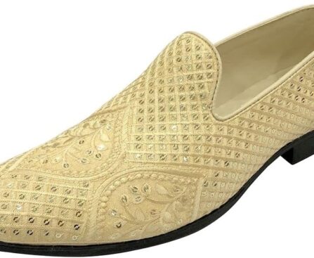 Punjabi Jutti for Men’s Loafer Shoes Embroidery Slip-On Party Shoes Mojaris Wedding Bridal Dress Shoes