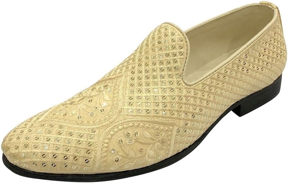 Punjabi Jutti for Men’s Loafer Shoes Embroidery Slip-On Party Shoes Mojaris Wedding Bridal Dress Shoes