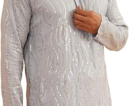 Sojanya (Since 1958 Men’S Pure Cotton Grey Designer Only Long Kurta
