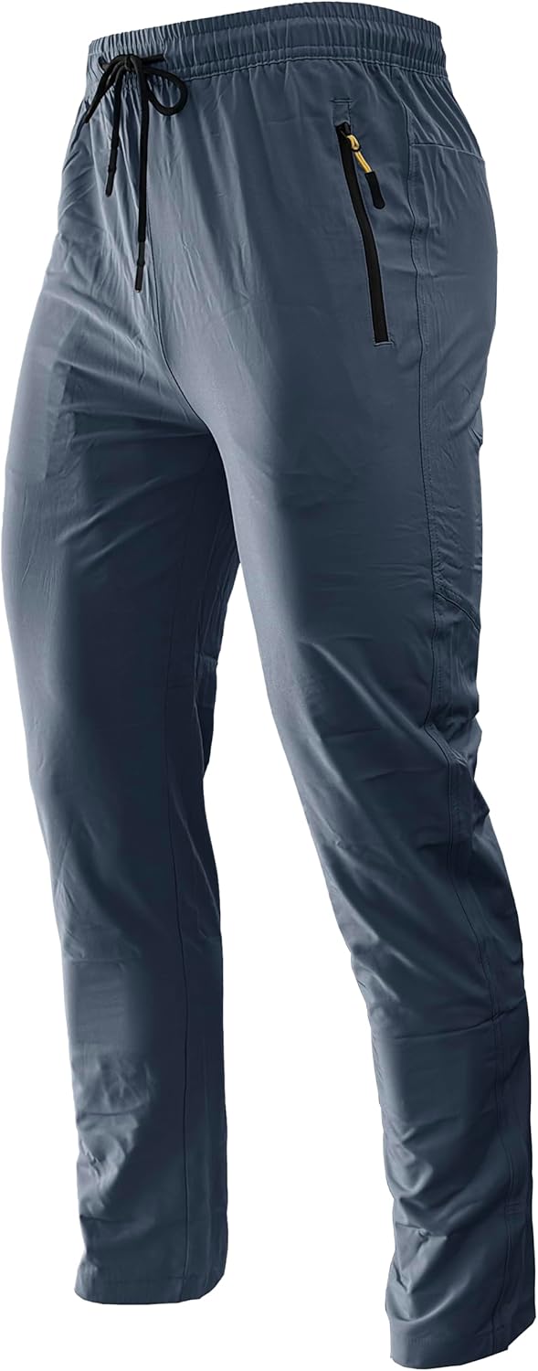 Men’s Hiking Pants Lightweight Quick Dry Waterproof Breathable Athletic Joggers Track Running Sweatpants