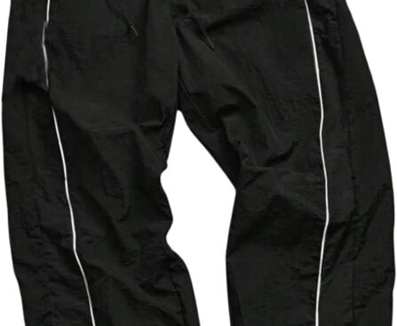 SHENHE Men’s Parachute Pants Y2k Baggy Track Pants Athletic Drawstring Joggers Trousers