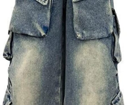 BILIKEYU Girls Streetwear Denim Cargo Pants High Waist Floor Length Baggy Wide Leg Jeans with Multi Pockets 5